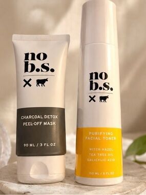 NIB no b.s. Spa Acne Bundle  Charcoal Detox Perl-Off Mask+Purifying Facial Toner